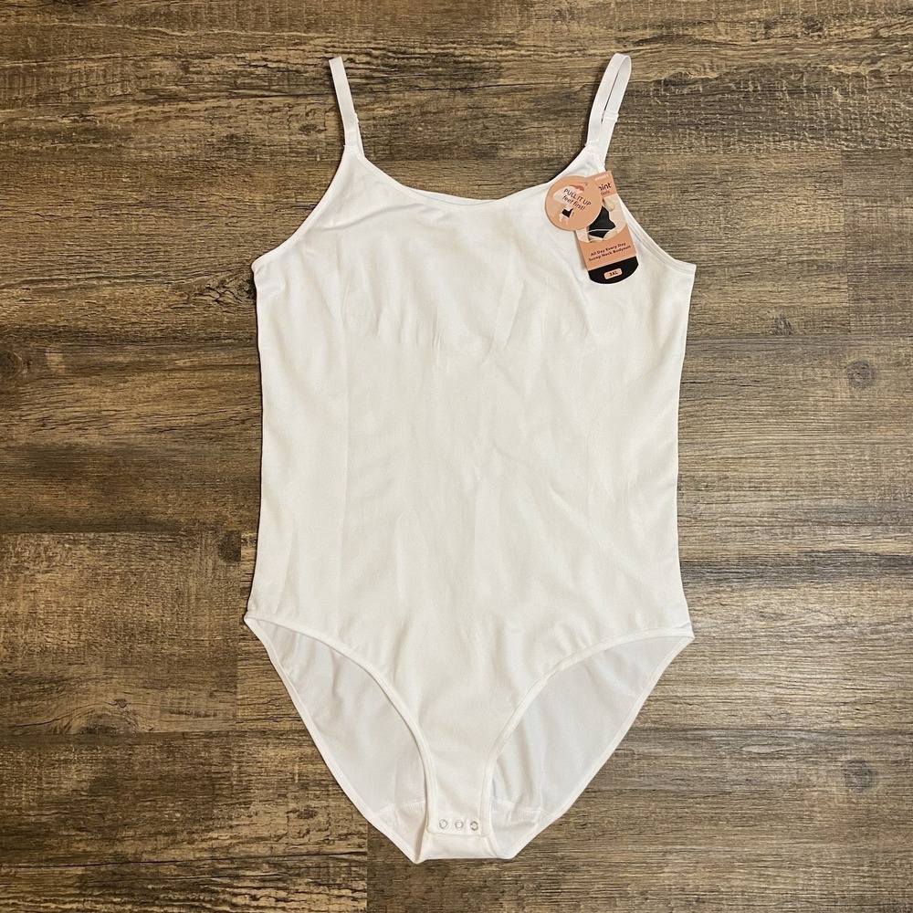 Shapermint Bodysuit Women's 3X Plus White Scoop Neck Shapewear Tummy Control NWT